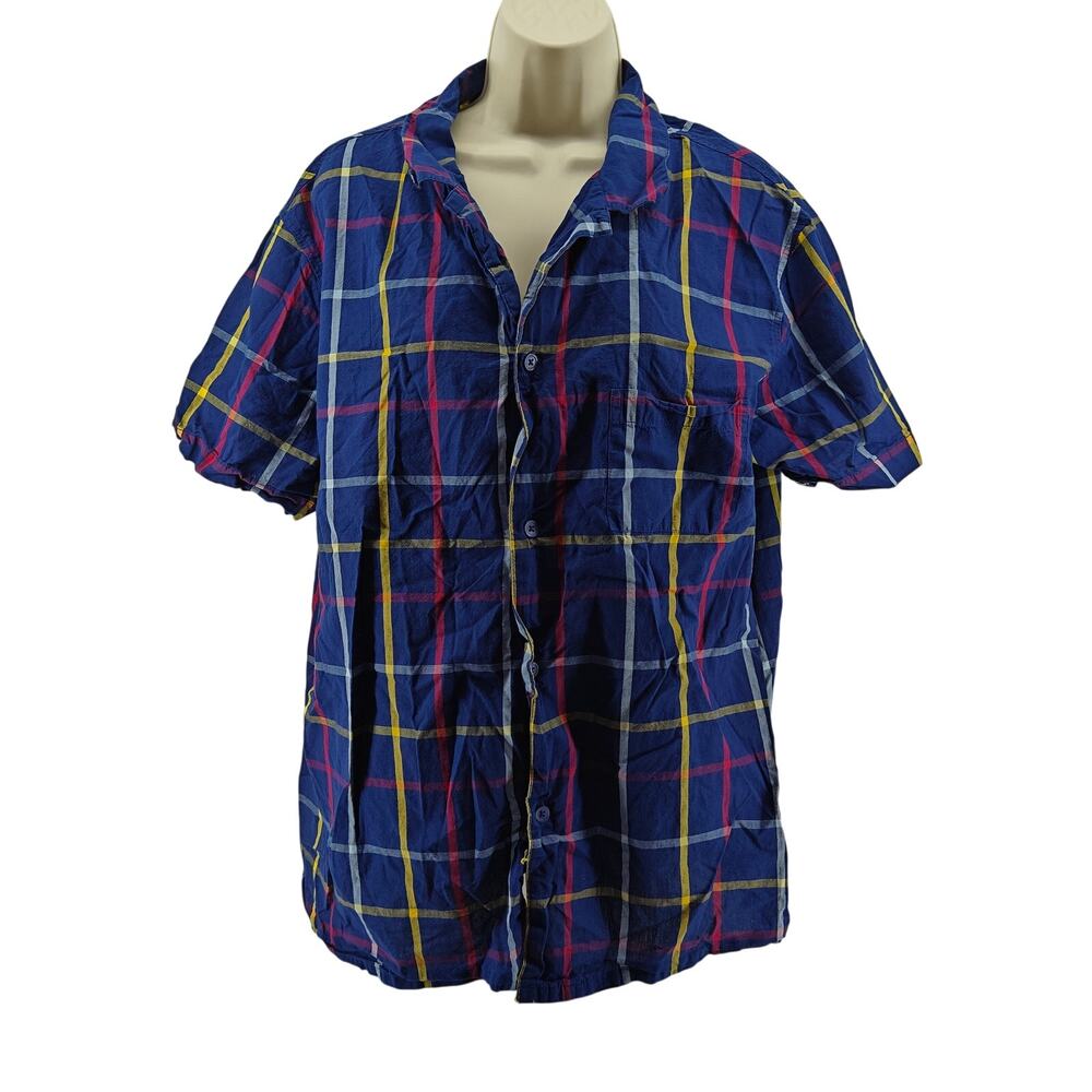 Club Room Womens Plaid Sleepshirt Button Front Lightweight Size Large